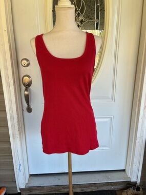 Old Navy Red Scoop Neck Ribbed Tank Top
